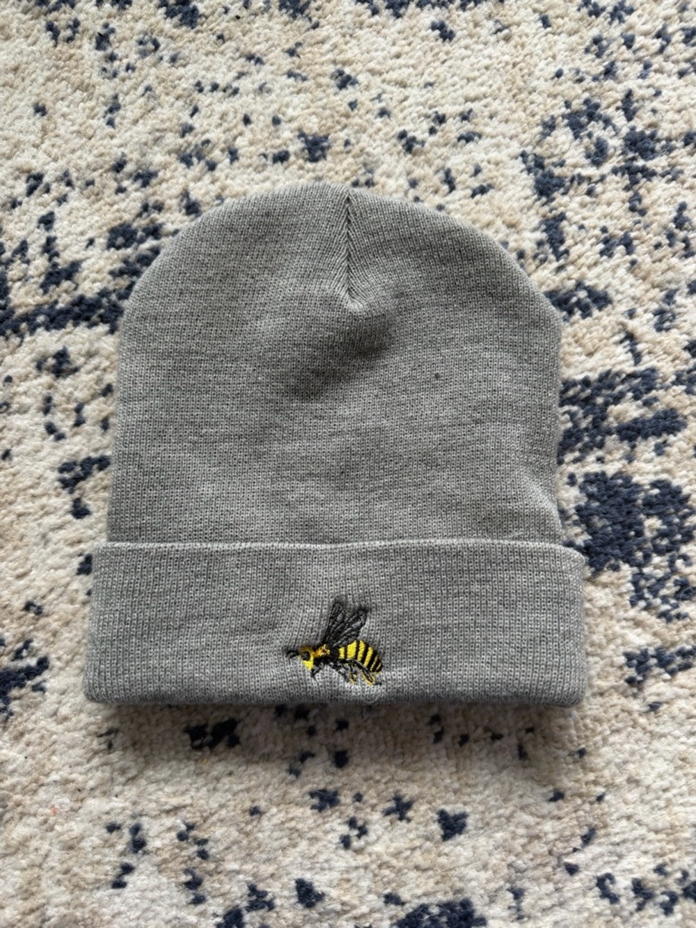 MADE IN USA Gray Beanie with Embroidered Bee